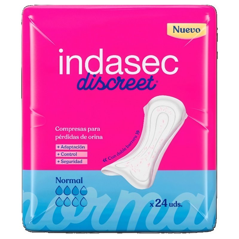 INDASEC DISCREET NORMAL COMPRESA PERDIDAS LEVES  24 ABSORB